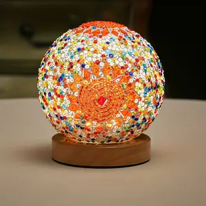 1pc Bohemian Style Creative Glass Table Lamp Decoration Night Light with USB Power and Switch
