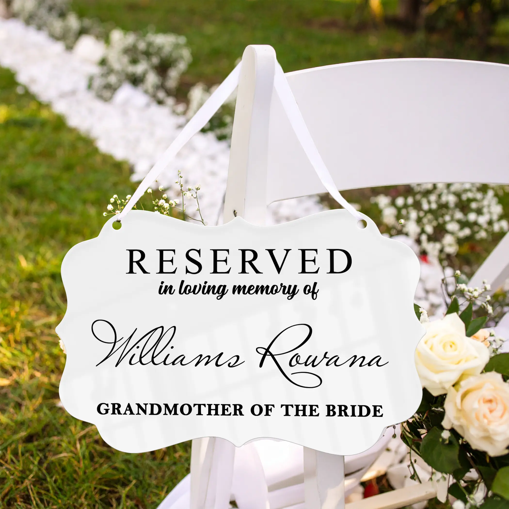 Reserved Wedding Memorial Chair Sign, Custom Memorial Wedding Sign, Wedding Chair Banner In Memory Of Loved Ones, Wedding Decor, Sympathy Gift, Anniversary Gifts for Him