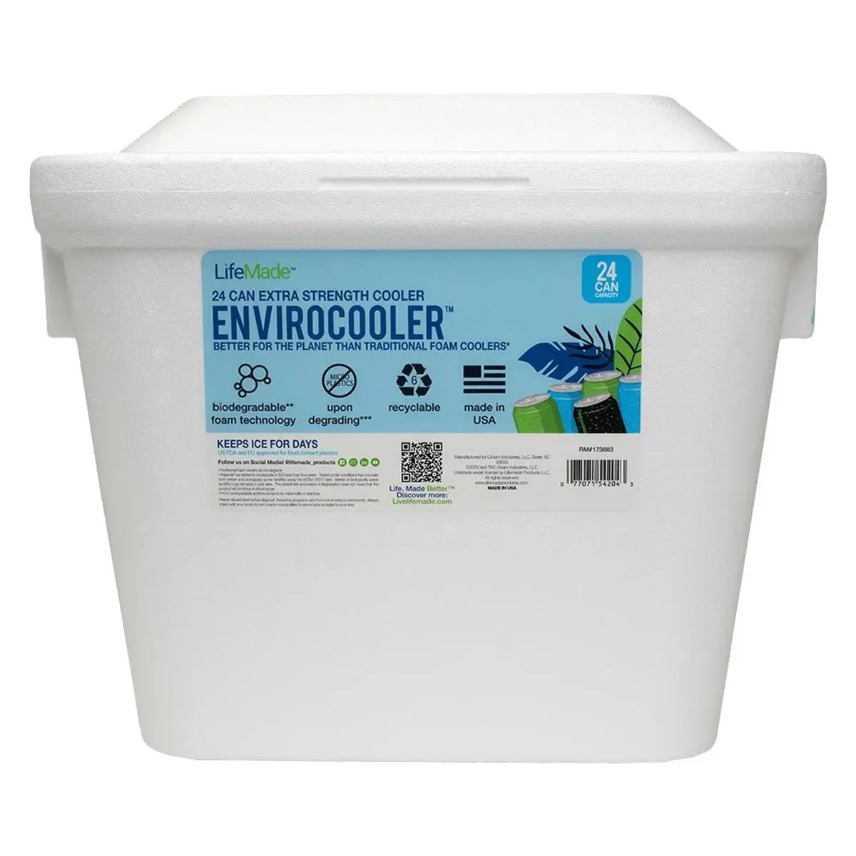 212 MAIN 28 Qt Foam Nested Thermocooler - White, 24-Can Capacity, Biodegradable Insulated Portable Cooler, Reusable (Pack of 8)