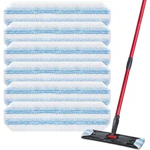 6 Pack H2prO Mop Pads Compatible with O Ceda H2PrO Flat Mop System,  Microfiber Mop  Replacements, Washable and  for H2prO Mop Refills, White