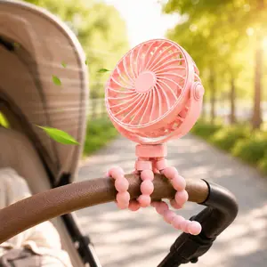 Portable Stroller Fan with Night Light, Flexible Tripod Baby Fan for Car Seat, Mini Clip On Fan, Handheld Desk Fan for Crib, Travel, Outdoor