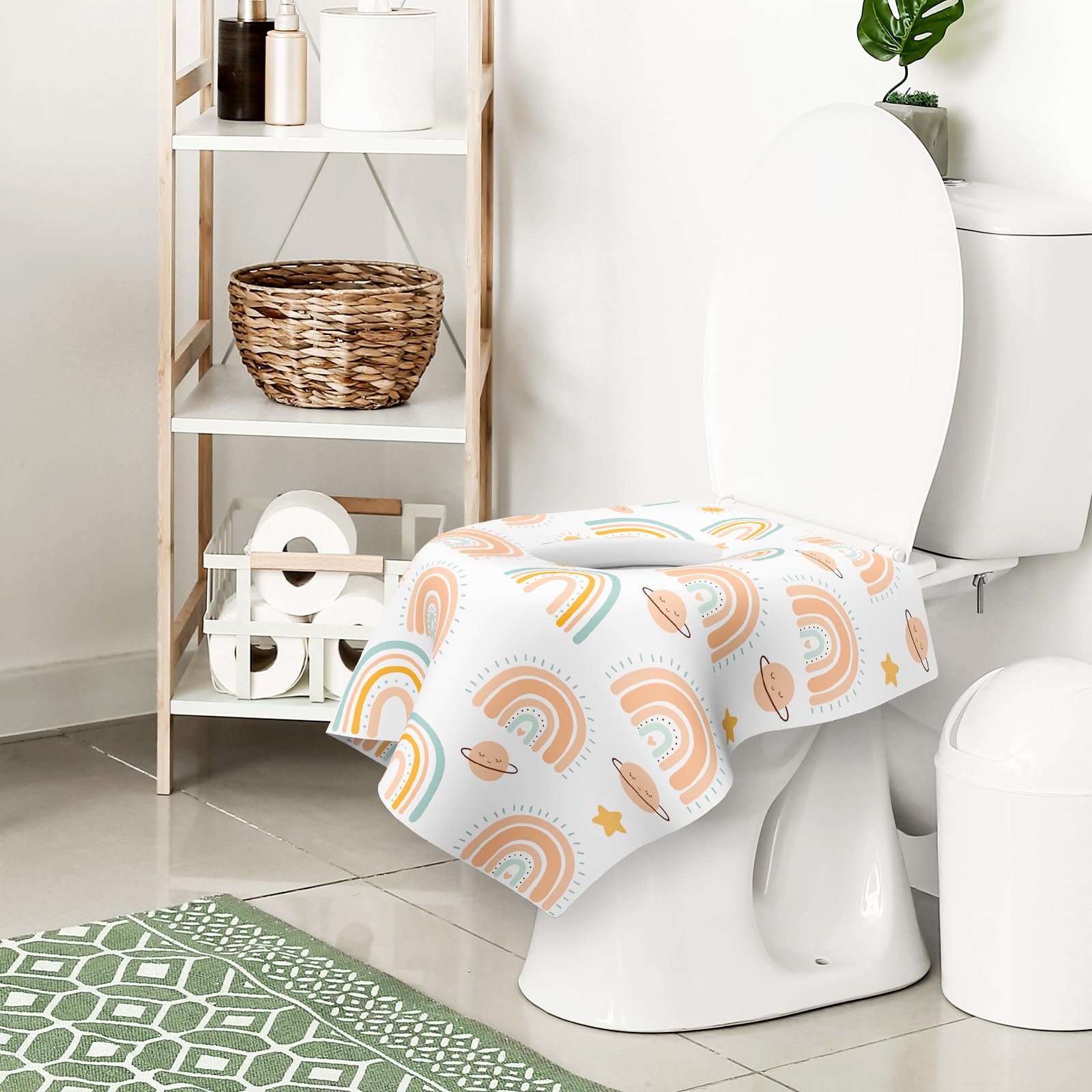 30 Pack Rainbow Toilet Seat Covers Disposable Extra Large 24x25 inches Waterproof Potty Training for Kids Adults Travel Public Restroom No Slip Adhesive Strips 30 Pack Rainbow Toilet Seat Covers Disposable Extra Large 24x25 inches Waterproof Potty Training for Kids Adults Travel Public Restroom No Slip Adhesive Strips