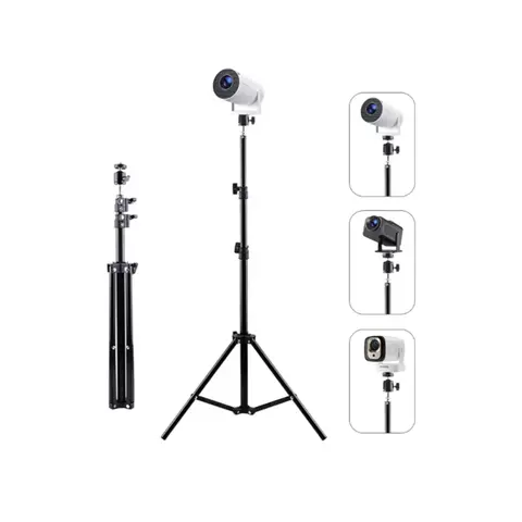 Adjustable HY 300 Pro Metal Projector Floor Stand, Portable Tripod with Thickened Metal Tube, Cold-Rolled High-Hardness Steel, 165cm Height, 1.5kg Load Bearing, Easy Assembly, Multi-Angle Adjustment, Standard 4/1 Screw Hole