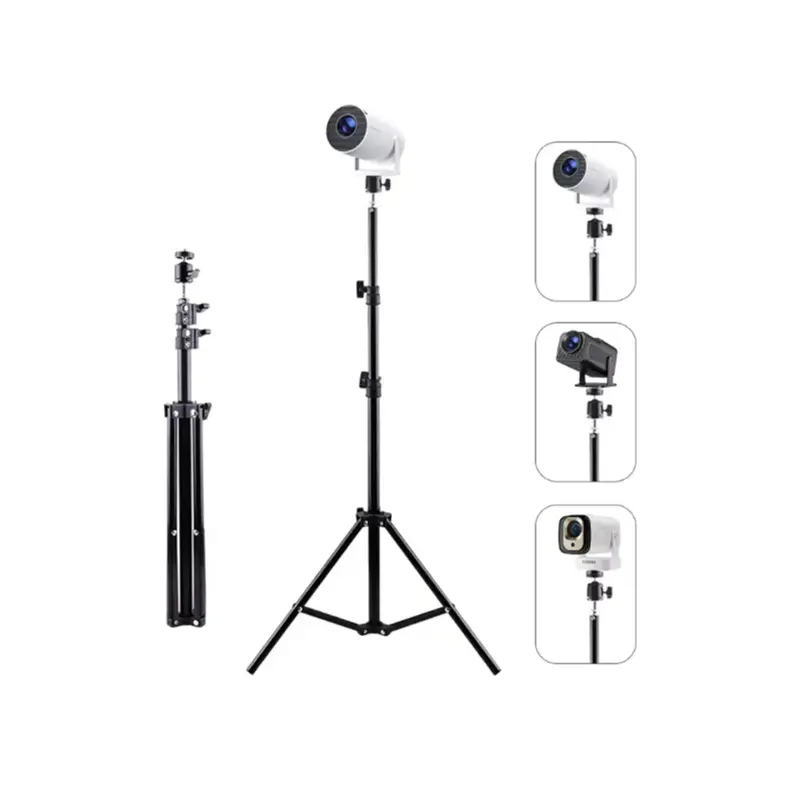 Adjustable HY 300 Pro Metal Projector Floor Stand, Portable Tripod with Thickened Metal Tube, Cold-Rolled High-Hardness Steel, 165cm Height, 1.5kg Load Bearing, Easy Assembly, Multi-Angle Adjustment, Standard 4/1 Screw Hole