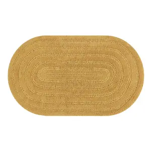 Oval Cotton Bath Rug, Amber Yellow, 20" x 34"