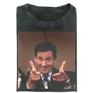 Vintage Michael Scott Finger Gun Graphic Tee, The Office Shirt, Funny Meme Shirt, Iconic TV Show Shirt, Humorous Graphic Tee, Gift for Men, Gift for Women, Crew Neck T-shirt, Trending T-shirt