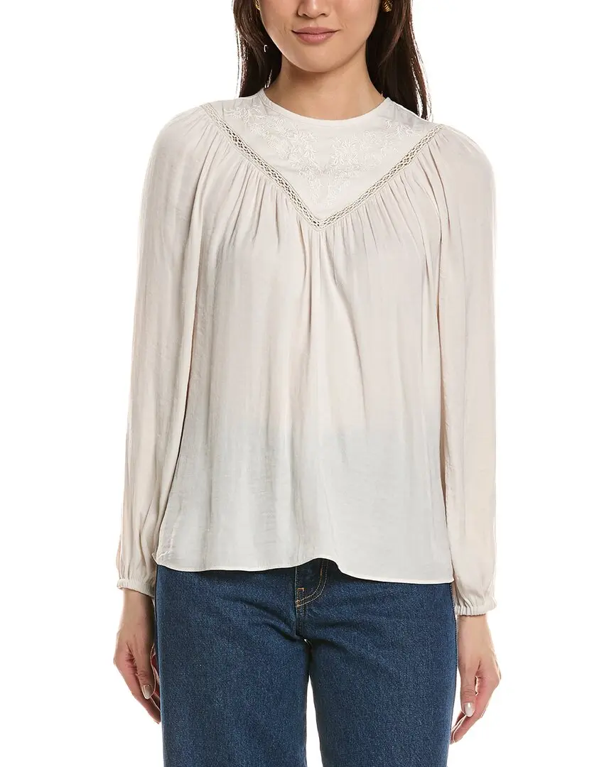 philosophy Embroidered Crochet-Trim Blouse