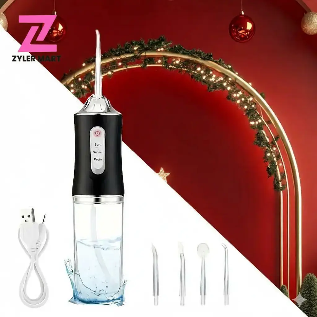 Rechargeable Oral Irrigator - Water Flosser Teeth Cleaner with 4 Nozzles, Travel-Friendly Portable Dental Care Device for Adults, Ideal for Daily Oral Cleansing, Teeth Cleaning Oral Irrigators