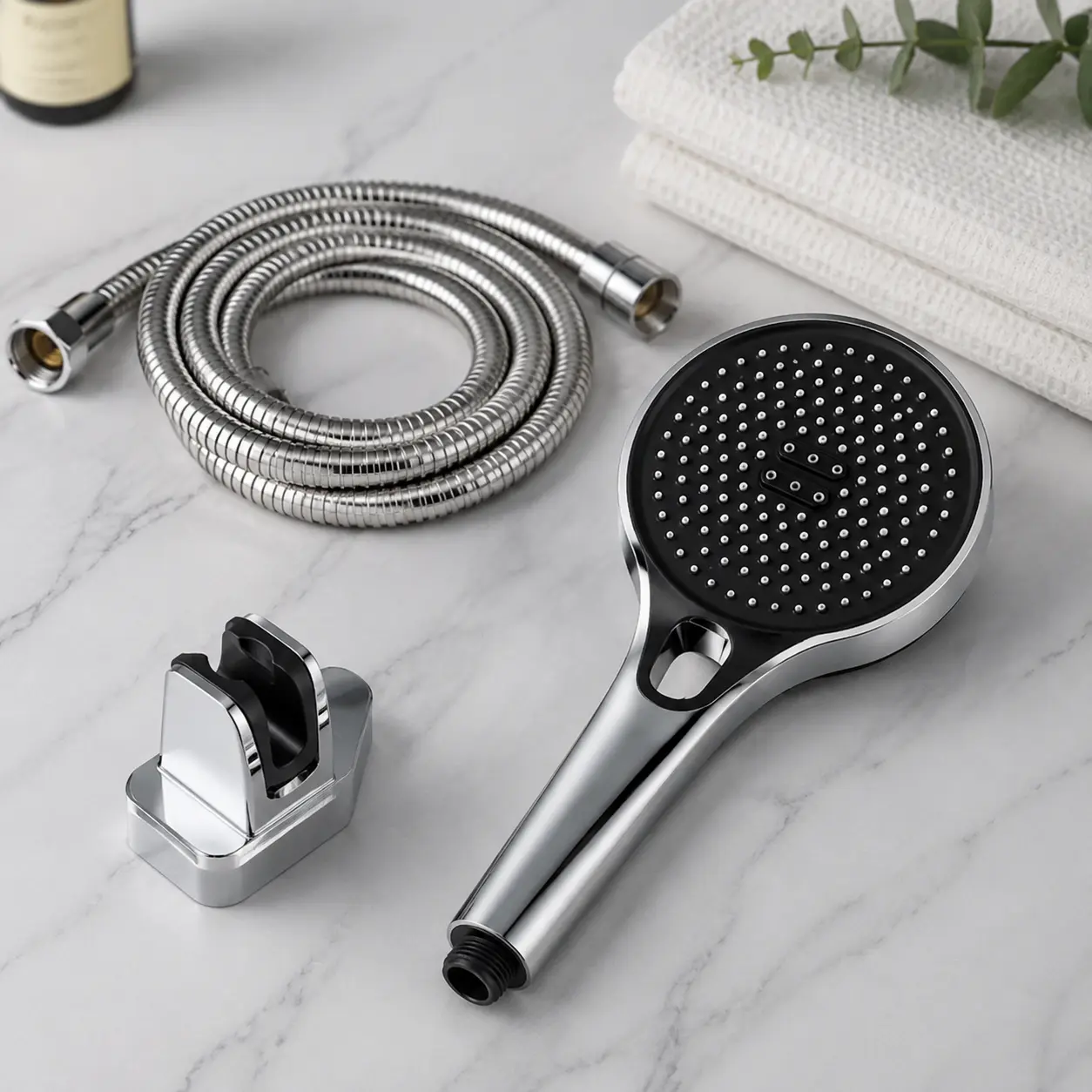 Turbocharged Adjustable Handheld Shower Kit - Upgraded 3-Mode High Pressure Rain Sprayer, Flexible Hose, Minimalist Wall-Mounted Shower Head for Home Bathroom, Adjustable Shower Head