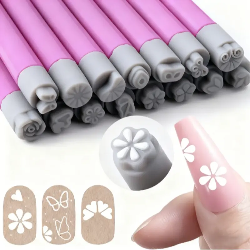 30pcs Nail Art Stamping Tools Set, Precision Manicure Kit with Various Floral Templates, No Scent, Nail Stamper Pen, DIY Nail Designs, Flower Design Nails, Nail Art Supply