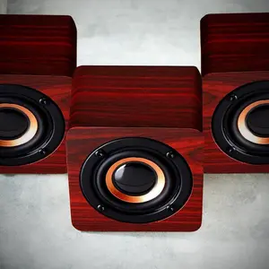 HomeWetBar Wooden Bluetooth Speaker Portable Wireless Mini Speaker Rich Bass Long Battery Life Compact Size Perfect for Travel Office and Home Audio Cherrywood Finish