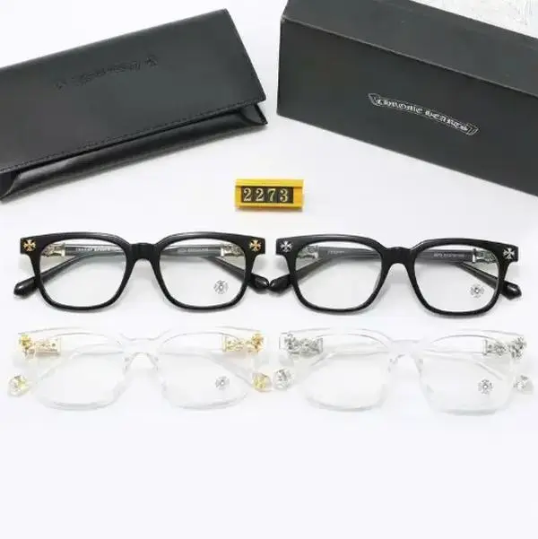 High-End Chrome Hearts Square Eyeglass Frames for Men & Women, Luxury Black Gold Cross Detail Optical Glasses, Premium Designer Style Unisex Frames with Leather Case