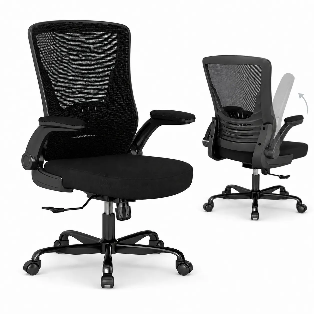 Vomena Ergonomic Office Chair, Comfy Mesh Desk Chair with Flip-up Armrests