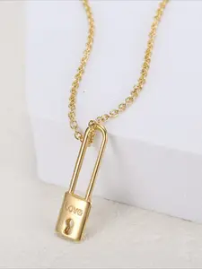 Creative LOVE Long Lock Pendant Necklace, Personalized Stainless Steel Necklace, Versatile Daily Accessory