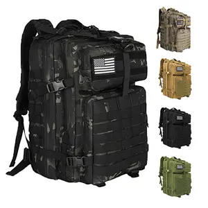 Wolt 45L Tactical Backpack -Military  Waterproof Army Style Gym Bag & Travel Carry On | Heavy Duty EDC Work Rucksack with Laptop Sleeve & MOLLE System for Men and Women Outdoor Sport