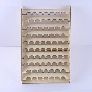 75 Holes Wood Paint Bottle Rack Organizer Brushes Tools Storage Stand Holder