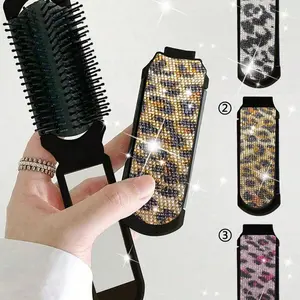 Leopard Print Folding Mirror Comb – foldable mini travel makeup mirrors that also function as massage combs, durable plastic frame, Compact Size, suitable for women, perfect for everyday hairstyling, Beauty Tools