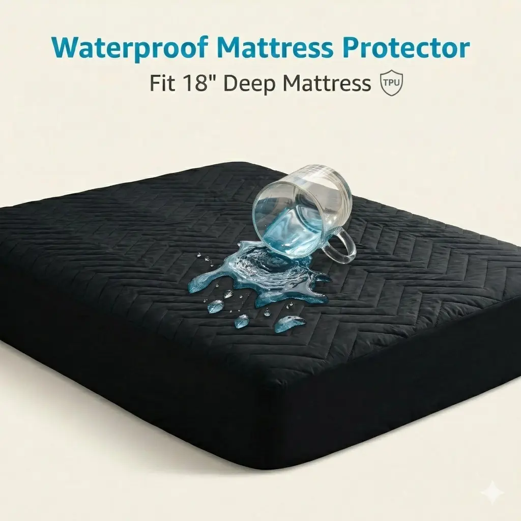 [Back To School]NTBAY Waterproof Mattress Protector - 100% Waterproof Breathable Fitted Sheet, Noiseless TPU Membrane Mattress Cover, Soft Quilted Microfiber Bedding Protector
