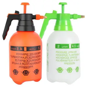 2 Pack 68oz Garden Pump Sprayers - 2L Handheld Pressure Spray Bottles, 0.5 Gallon Adjustable Nozzle for Plants, Weeds, Cleaning & Watering (Orange + Green)