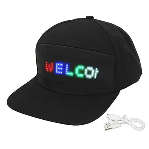 Programmable LED withApp Control, Editable Colorful Hat for Outdoor Concerts, Carnivals (Black Hat)