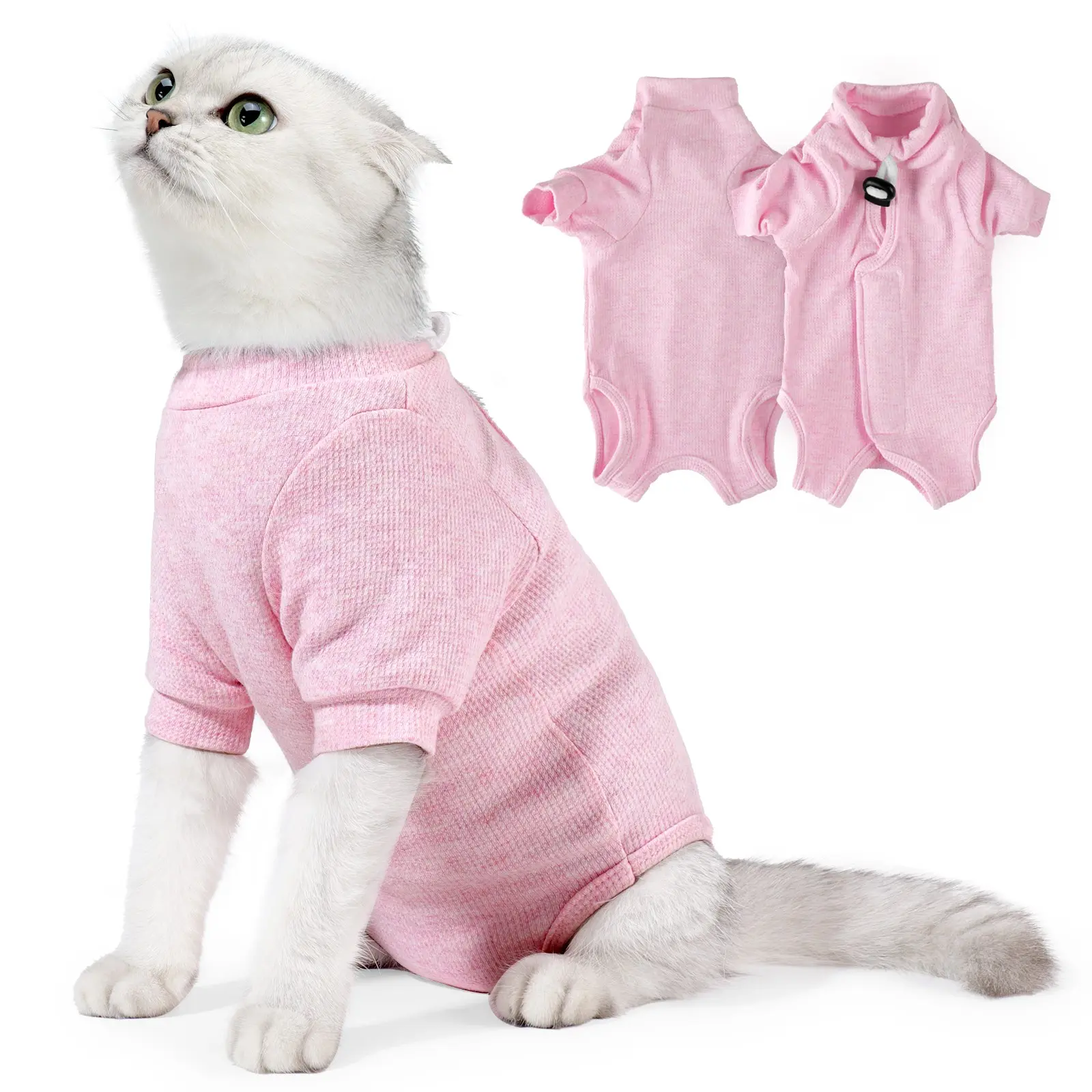 Breathable Cat Recovery Suit, Anti-licking Kitten Onesie, Cat Surgery Pajamas with Sleeve, Prevent Shedding, Abdominal Wounds, Skin Diseases Or E-collar Alternative Clothing