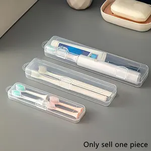 Portable Travel Toothbrush Storage Box, 1 Count Clear Toothbrush Storage Box with Lid, Dustproof Toothbrush Storage Box for Home & Travel, Plastic, Dustproof Toothbrush Holders, Toothbrush Holder with Cover, Toothbrush Organizer