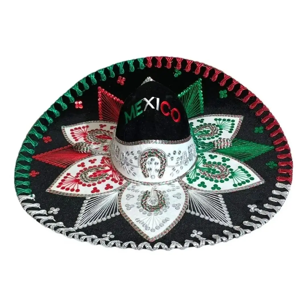 Mexican Sombrero Charro Tricolor 16 de Septiembre Artisanal for Adult - Handcrafted Hat with Vibrant Colors and Traditional Design