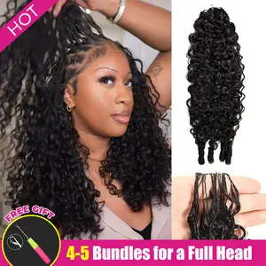 ISEE HAIR Burmese Curly Crochet Braid Hair Extensions Miracle Knots Human Hair Extensions Knotless Pre-Separated 50g/Pack