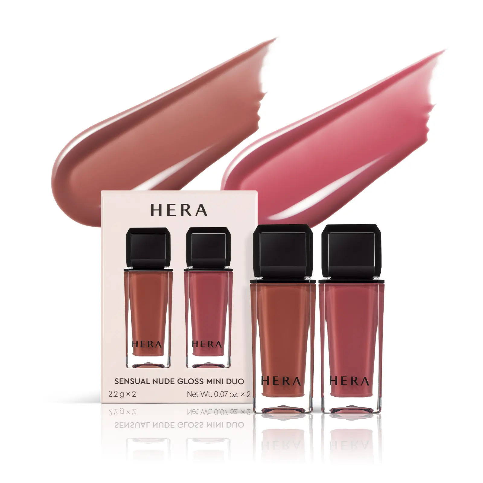 [HERA Official] HERA Sensual Nude Lip Gloss Mini Duo #462 SPEECHLESS + #380 CHERISH | Volumizing Sheer & Glossy Finish, Non-sticky, Moisturizing and Hydrating, Signature Shades, Mini Size Duo for Gift, 0.07 oz.× 2EA
