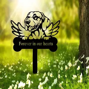HELLOYOUNG Elegant Memorial Stake for Pets Metal Dog Grave Marker Outdoor Remembrance Sculpture Gift
