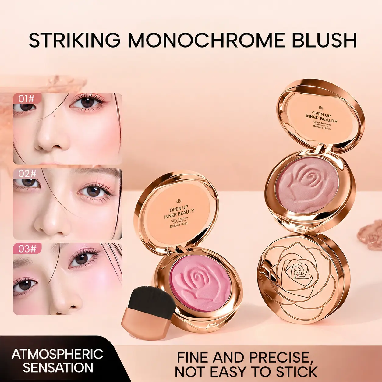 3D Embossed Petal Design Cosmetic Blush & Highlighter - Delicate Texture for Naturally Fresh, Glowing Skin, Radiant Complexion, Highlight Blush, Tinted Blush
