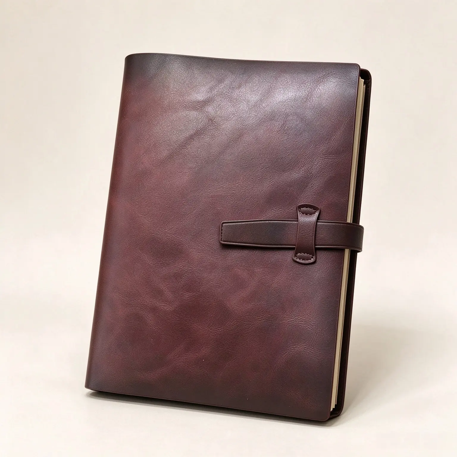 A5 Vintage Split Leather Binder Notebook with Strap, 160-Page Cream Dotted Paper, Refillable Journal for Office & Daily Writing, 160 Pages