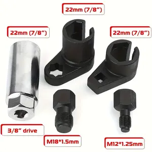 5-piece set of automotive oxygen sensor socket offset wrench 22MM socket 1/2 "3/8" drive thread oxygen sensor disassembly tool