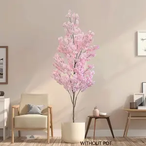1pcs 100-220cm Artificial Cherry Blossom Tree, Modern Simple Style, Realistic Home Decor, Indoor Office Wedding Party Decoration, Fake Blossom Tree