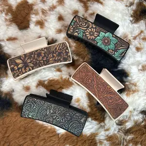 Western Hair Claws - Floral Design, Available in Multiple Colors, Ideal for Styling