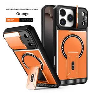 Mecha Style Cellphone Case for iPhone 17 Pro Max - Customized Polycarbonate Accessory with Magnetic Stand, Magnetic Charging, Full Coverage Shockproof Foldable Protection, Lens Guard, Custom Fit, Accessories