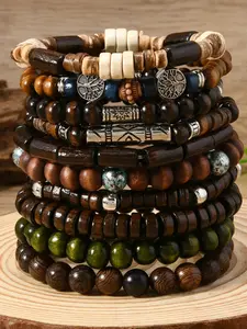 Bohemian Style Beaded Bracelet Set, Fashionable Elastic Stackable Design Jewelry, Unisex Elegant Accessory, Perfect Birthday Gift Idea