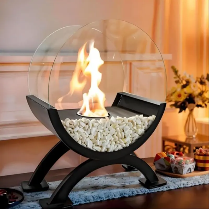 Vintage Style Semicircular Tabletop Fireplace, Tabletop Fire Pit, 1 Count Smokeless Fireplace for Party, Decorative & Home Decor, Indoor, Outdoor & Garden Heating Fireplace
