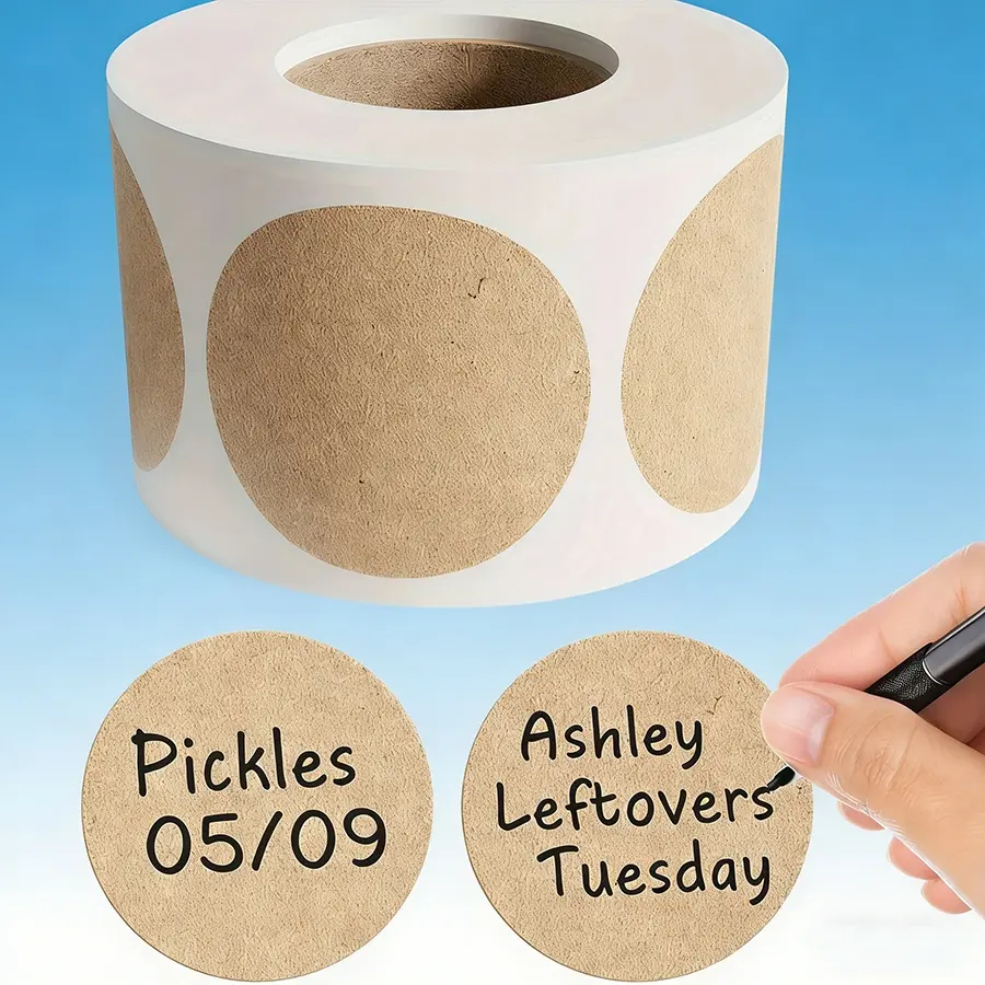 Dissolvable Kraft Mason Jar Labels (1 Roll, 500pcs), Label Paper, Personalized Labels, Ideal for Food Containers, Homemade Canning and Jam Storage, Christmas, Thanksgiving & Holiday Gift Option