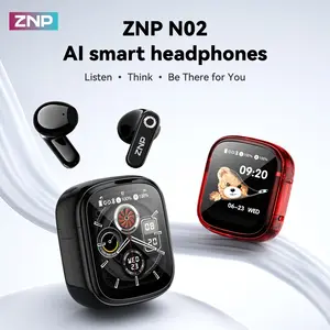 ZNP N02 AI Translation Earbuds with Smart Touch Screen, 134 Languages Real-Time Translation, 36H Battery Life LED Display, Bluetooth Wireless Earphones