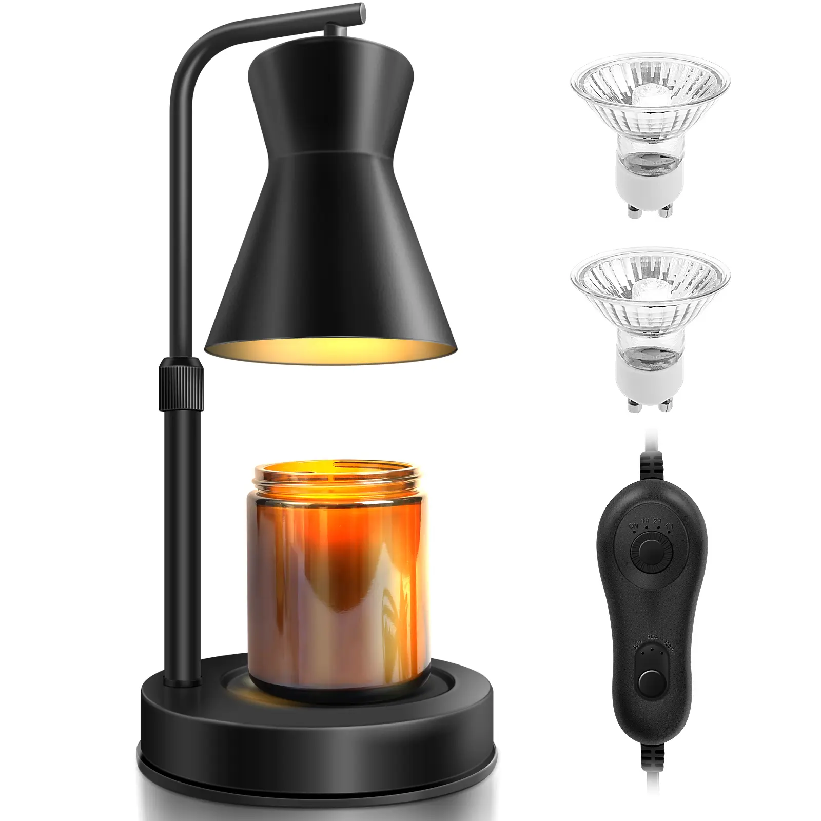 Dimmable Candle Warmer Lamp with Timer, 2 Bulbs, Flame-Free Wax Melting Warmer for Jar Candles, Vintage Metal Home Decoration, Ideal Gift for Women Mom (House Warming or Birthday)