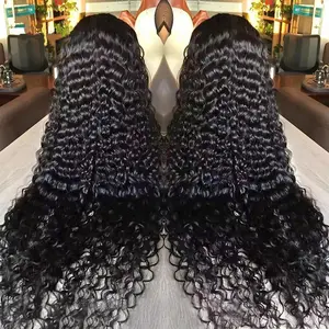 Deep Wave 13x6 HD Lace Front Human Hair Wig Brazilian Curly Glueless Wigs Human Hair For Black Women Pre Plucked Wet An Wavy Lace Frontal Wig 200 250 Density