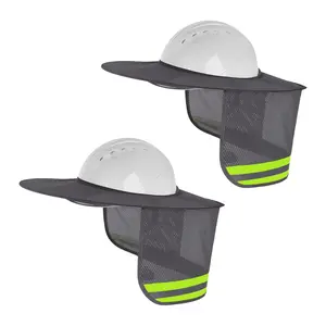 Full Brim Hard Hat Sun Shield High Visibility Neck Sunshade Cover with Reflective Strip Cooling Mesh Safety Gear