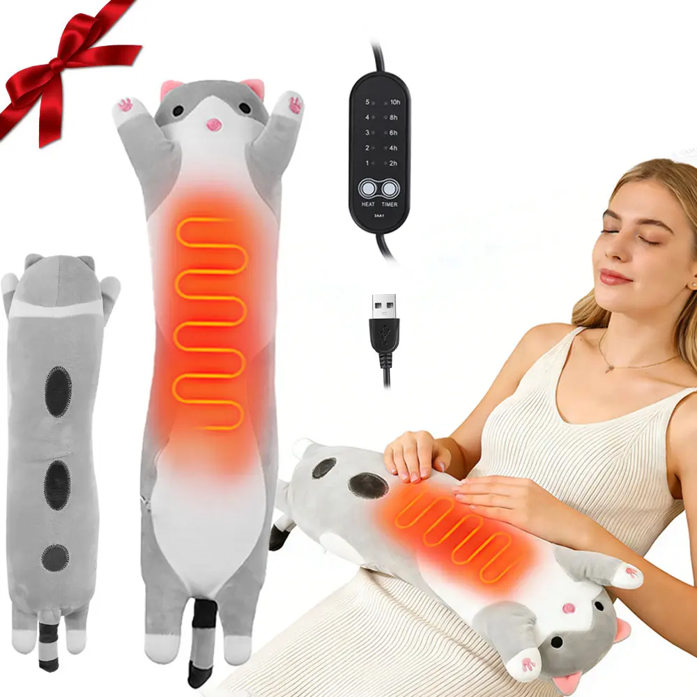 Cat Heating Pad for Menstrual Abdominal Heating, Portable Electric Heat Pads USB Powered, Travel Heating Pad, Plush Cute Cat Throwing Pillow, 5 Temperature Settings, Soft Comfortable, Women's Gift Idea, Heated Pad, Period Heating Pad, Stomach Heating Pad