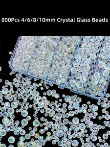 800Pcs 4/6/8/10mm Crystal Glass Beads for Jewelry Making Beads for Bracelets Necklace Pendants Making Supplies