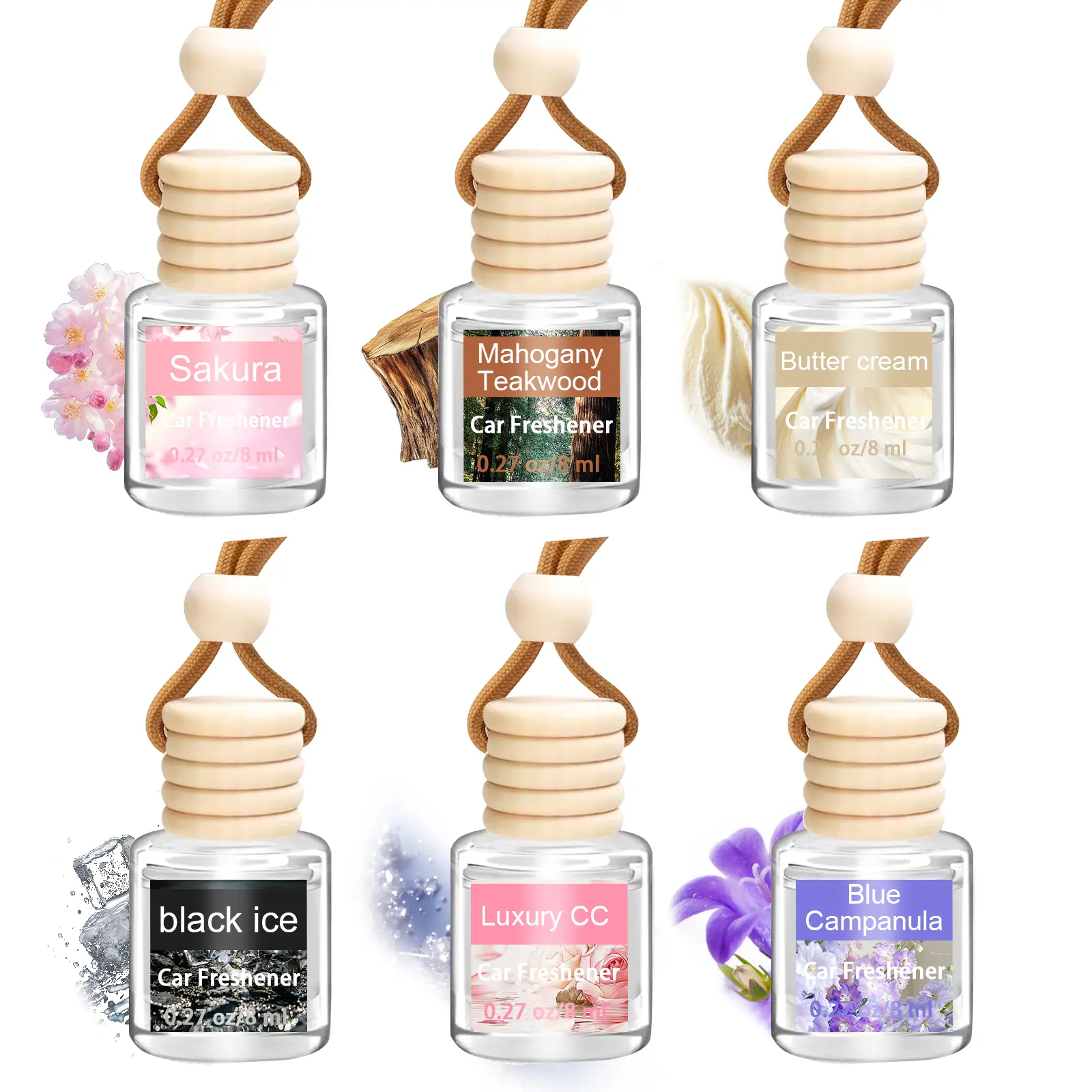 6 Pack Air Freshener Diffuser, Hanging Air Fragrance Essential Oil Diffuser, Car Scents Accessories Cute Car Interior Decor, Scented Car Air Freshener - Long Lasting Car Diffuser- Last 60+ Days, Mother's Day Gifts