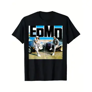 EPMD Pattern Printed T-Shirt Men's Casual Round Neck Short Sleeved Fashion Comfortable Cotton Half-Sleeved Vintage Tops Versatile Daily Wear T-shirt