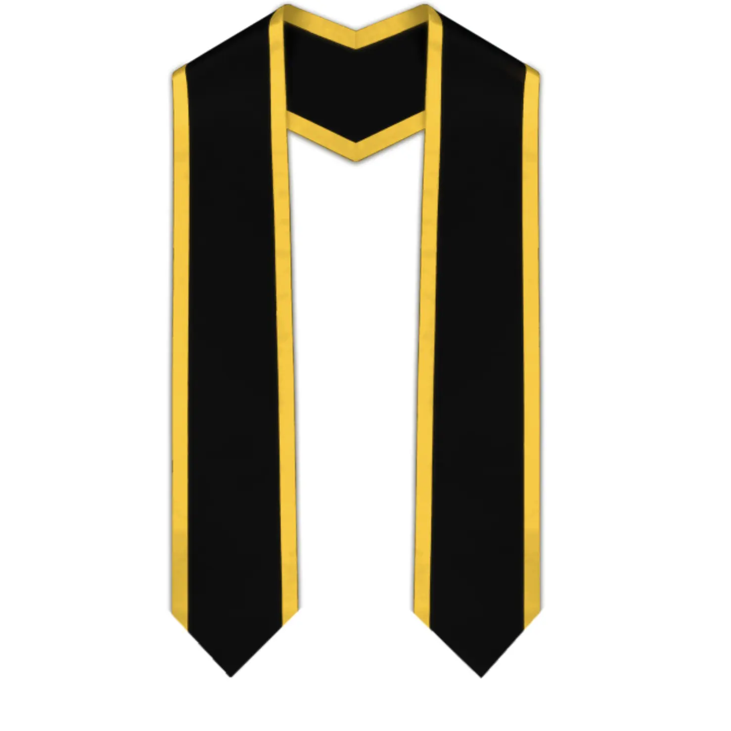 Black Pointed Graduation Stole with Gold Trim