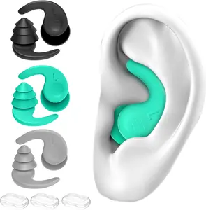 Swimming Ear Plugs, 3 Pairs Waterproof Reusable Silicone Swim Earplugs for Swimming Surfing Snorkeling and Other Water Sports (Adults & Teens 14+)
