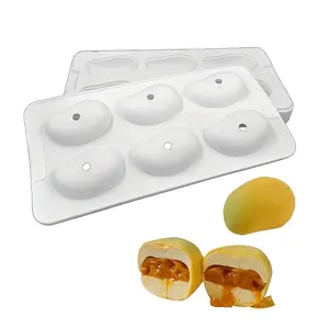 Mango Shaped Silicone Mold, 6-cavity 3D Mango Shape Chocolate Mold, Fruit French Dessert, Baking Supplies, Non-stick and Easy Release Cake Decoration Tools